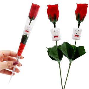 CORBAS FLOR ROSA CON OSITO x 1u